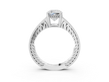 White gold Cushion Solitaire Pavé Diamond Milgrain Engagement Ring with Four-Prong Setting_24