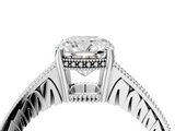 White gold Cushion Solitaire Pavé Diamond Milgrain Engagement Ring with Four-Prong Setting_25