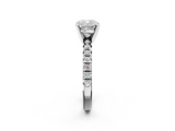 White gold Cushion Solitaire Pave Diamond Engagement Ring with Four-Prong Setting_373