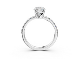 White gold Cushion Solitaire Pave Diamond Engagement Ring with Four-Prong Setting_373
