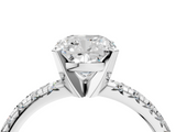 White gold Cushion Solitaire Pave Diamond Engagement Ring with Four-Prong Setting_374