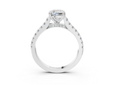 White gold Cushion Solitaire Pave Diamond Engagement Ring with Prong Setting_58