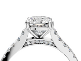 White gold Cushion Solitaire Pave Diamond Engagement Ring with Prong Setting_59
