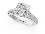 White gold Cushion Solitaire Pave Split Shank Engagement Ring with Six-Prong Setting_47