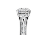 White gold Cushion Solitaire Pave Split Shank Engagement Ring with Six-Prong Setting_52
