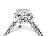 White gold Cushion Solitaire Pave Split Shank Ring with Four-Prong Setting_109