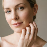 White gold Cushion Solitaire Prong Set Diamond Engagement Ring with Pave Band_7