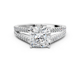 White gold Cushion Solitaire Split Shank Pavé Diamond Engagement Ring_303