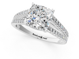 White gold Cushion Solitaire Split Shank Pavé Diamond Engagement Ring_304