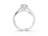White gold Cushion Solitaire Split Shank Pavé Diamond Engagement Ring_309