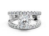 White gold Cushion Solitaire Split Shank Pave Diamond Ring_49