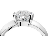 White gold Cushion Solitaire Tension Set Diamond Ring with Wide Band_24