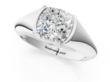 White gold Cushion Solitaire Tension Set Diamond Ring_21
