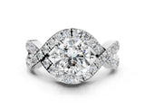 White gold Cushion Solitaire Twist Band Pavé Diamond Engagement Ring_50