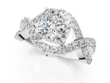 White gold Cushion Solitaire Twist Band Pavé Diamond Engagement Ring_51