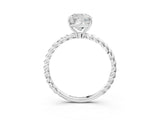 White gold Cushion Solitaire Twist Band Ring with Four-Prong Setting_15