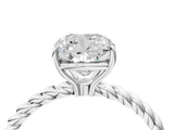 White gold Cushion Solitaire Twist Band Ring with Four-Prong Setting_16