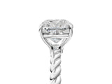 White gold Cushion Solitaire Twist Band Ring with Four-Prong Setting_17
