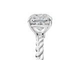 White gold Cushion Solitaire Twist Band Ring with Four-Prong Setting_91