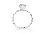 White gold Cushion Solitaire Twist Band Ring with Four-Prong Setting_94
