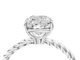 White gold Cushion Solitaire Twist Band Ring with Four-Prong Setting_95