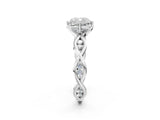 White gold Cushion Solitaire Twist Band with Leaf Prong Setting 2
