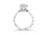 White gold Cushion Solitaire Twist Band with Leaf Prong Setting 3