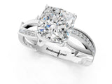 White gold Cushion Solitaire Twist Band with Pavé Accents and Four-Prong Setting_21