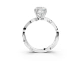 White gold Cushion Solitaire Twist Band with Pavé Accents and Four-Prong Setting_23