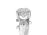 White gold Cushion Solitaire Twist Band with Pavé Accents and Four-Prong Setting_25