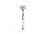 White gold Cushion Solitaire Twist Band with Pavé Diamonds and Four-Prong Setting_54