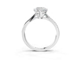 White gold Cushion Solitaire Twist Band with Pavé Diamonds and Four-Prong Setting_55