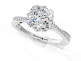 White gold Cushion Solitaire Twist Band with Pavé Diamonds and Four-Prong Setting_56
