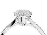 White gold Cushion Solitaire Twist Band with Pavé Diamonds and Four-Prong Setting_57