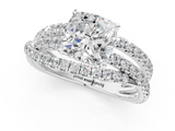 White gold Cushion Solitaire Twist Band with Pavé Setting and Four-Prong Setting_133
