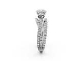 White gold Cushion Solitaire Twist Band with Pavé Setting and Four-Prong Setting_134