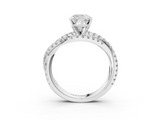 White gold Cushion Solitaire Twist Band with Pavé Setting and Four-Prong Setting_135