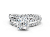 White gold Cushion Solitaire Twist Band with Pavé Setting and Four-Prong Setting_146