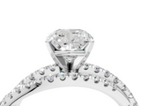 White gold Cushion Solitaire Twist Band with Pavé Setting and Four-Prong Setting_150