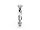 White gold Cushion Solitaire Twist Band with Pave Prong Setting_82
