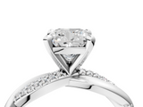 White gold Cushion Solitaire Twist Band with Pave Prong Setting_84