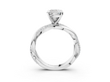 White gold Cushion Solitaire Twist Band with Pave Prong Setting_87