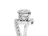 White gold Cushion Solitaire Twist Band with Pave Set Diamonds and Four-Prong Setting_184