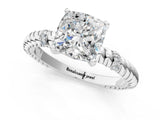 White gold Cushion Solitaire Twisted Band Prong Set Engagement Ring_74