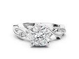 White gold Cushion Solitaire Twisted Band Prong Setting Ring_195