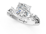 White gold Cushion Solitaire Twisted Band Prong Setting Ring_197