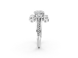 White gold Cushion Solitaire Twisted Band Scroll Prong Ring_5