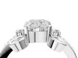 White gold Cushion Solitaire Twisted Band Scroll Prong Ring_7