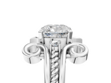 White gold Cushion Solitaire Twisted Band Scroll Prong Ring_8