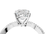 White gold Cushion Solitaire Twisted Band with Bead Prong Setting_338